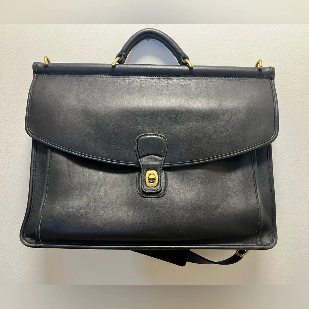 Vintage Coach J7C-5266 Beekman Black Briefcase/Laptop Bag Made in USA Handmade - Picture 1 of 5
